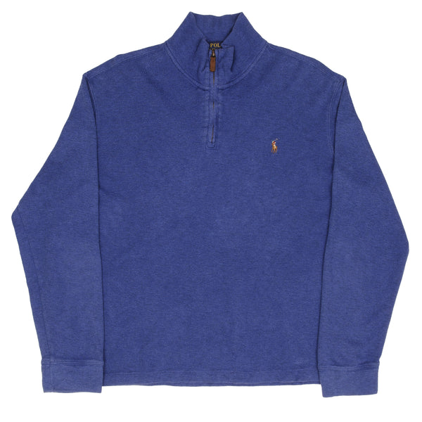 Polo Ralph Lauren Blue Quarter 1/4 Zip Sweater Size Large