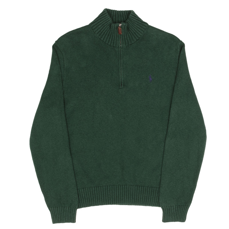 Polo Ralph Lauren Green Knit Quarter 1/4 Zip Sweater Size Medium