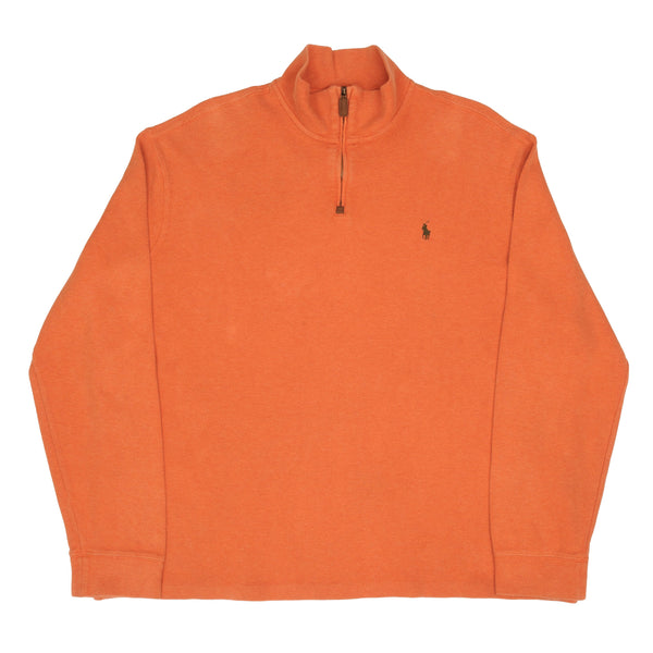 Vintage Polo Ralph Lauren Orange Quarter 1/4 Zip Sweater 1990S Size 2XL