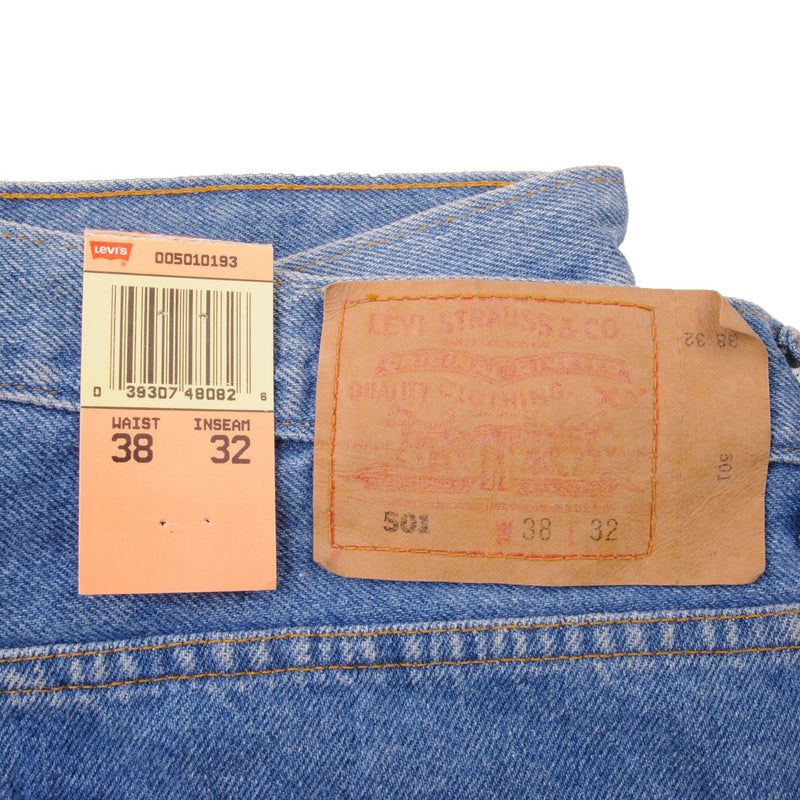 Beautiful Blue Levis 501 Jeans 1993   Size on Tag 38X32  Back Button #913