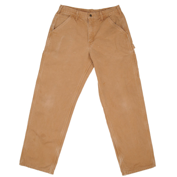 Vintage Carhartt Carpenter Flannel Lined Sandstone Pants Size 32X32 Size On Label Is 32X32