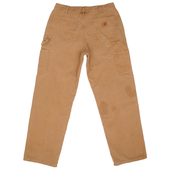 Vintage Carhartt Carpenter Flannel Lined Sandstone Pants Size 32X32  Size On Label Is 32X32