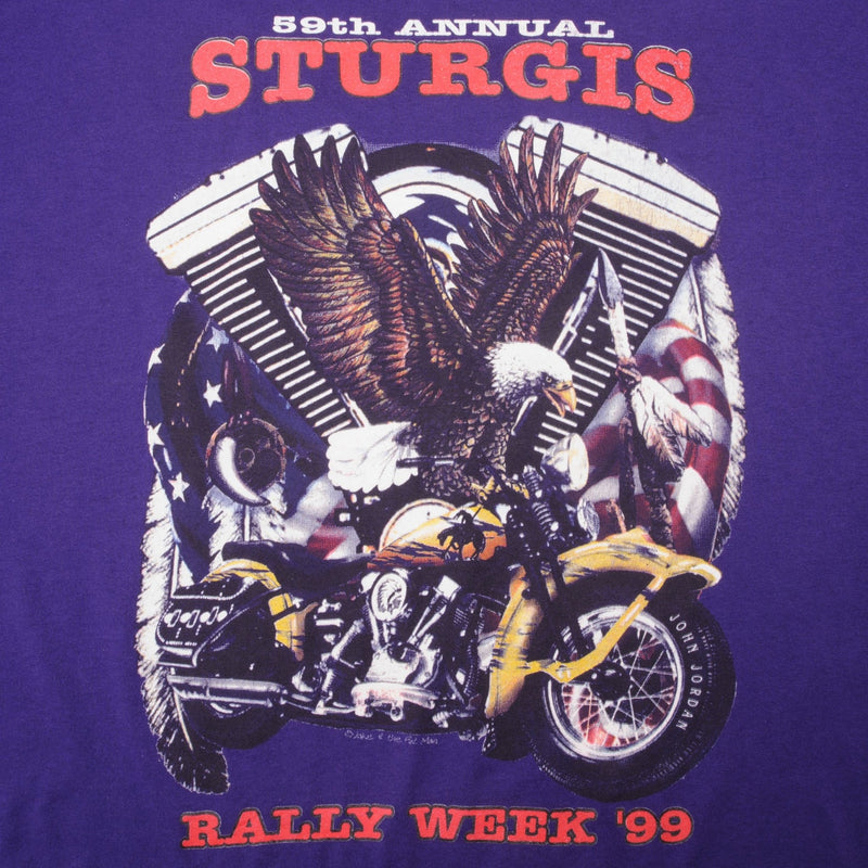 CAMISETA ANTIGUA DE LA SEMANA ANUAL DEL RALLY DE STURGIS DE 1999, TALLA 2XL, FABRICADA EN EE. UU.