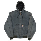 Vintage Carhartt Black Faded Active Jacket With Hood Size Medium