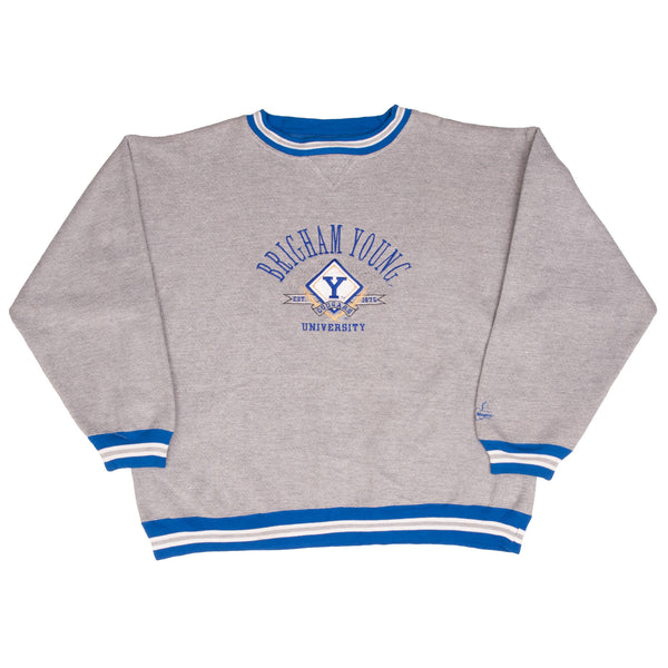 Vintage Byu Brigham Young University Cougars Embroidered Sweatshirt 1990S Size XL