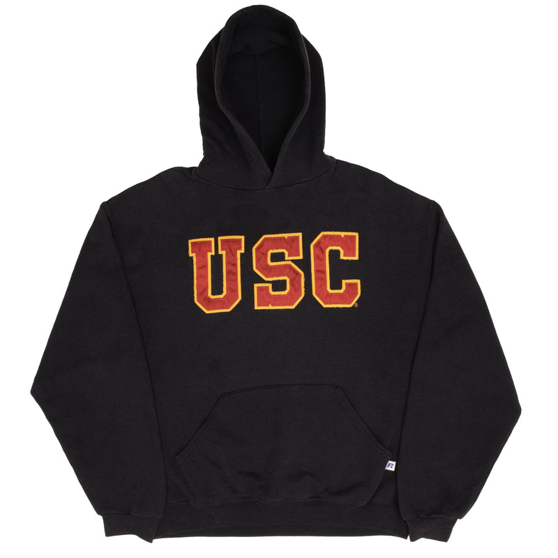 Vintage Usc University Of Southern California Russell Black Hoodie Sweatshirt 2000S Size Large