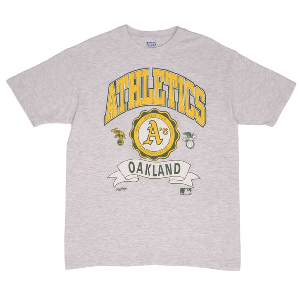 Vintage MLB Oakland Athletics Tee Shirt 1991 Size Large Made In USA With Single Stitch Sleeves