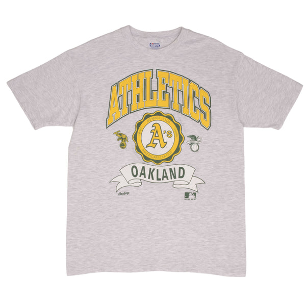 Vintage MLB Oakland Athletics Tee Shirt 1991 Size Large Made In USA With Single Stitch Sleeves