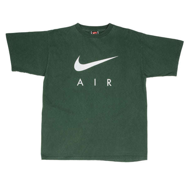 Vintage Nike Air Big Swoosh Green Tee Shirt 1990S Size Large