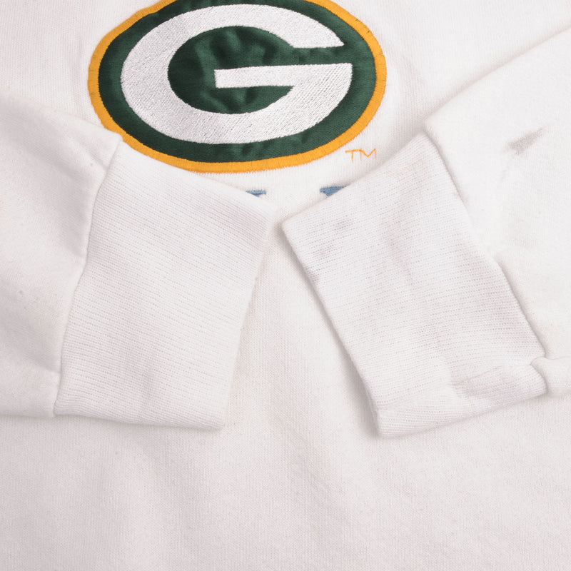 Vintage Nfl Green Bay Packers White Sweatshirt 1990S Size Xl Made In USA