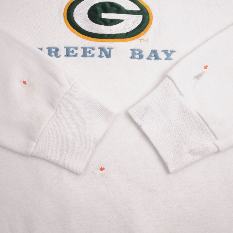 SUDADERA VINTAGE NFL GREEN BAY PACKERS BLANCA AÑOS 90 TALLA XL FABRICADA EN EE. UU.