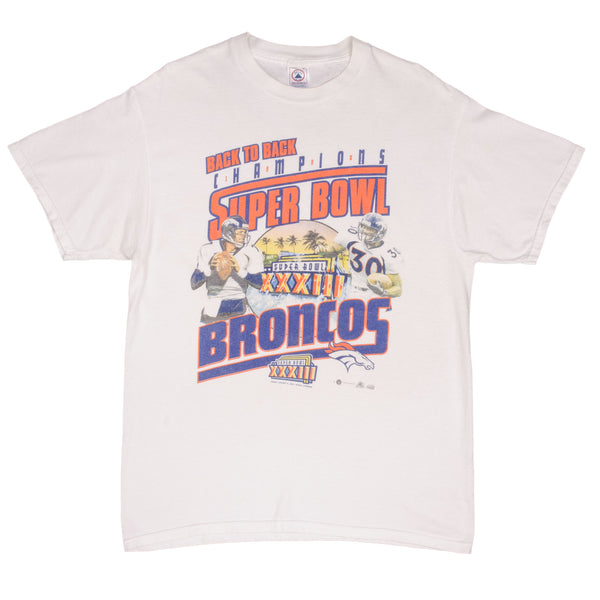 Vintage Nfl Denver Broncos Super Bowl Champions XXXII Back To Back 1999 Tee Shirt Size Large