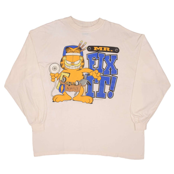 Vintage Garfield Mr Fix It 1990S Long Sleeve Tee Shirt Size 2Large