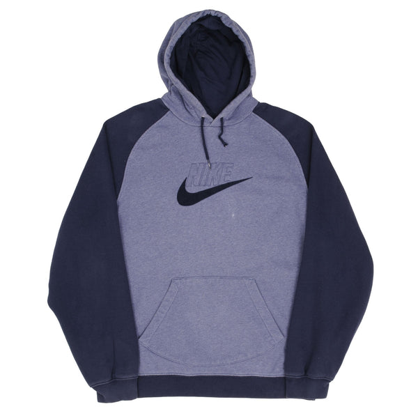 Vintage Nike Spellout Swoosh Blue Hoodie Sweatshirt 2000S Size XL