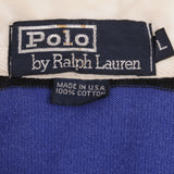 Vintage Polo Ralph Lauren Black & Blue Rugby Polo Shirt Striped 1990S Size Large Made In USA