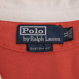 Vintage Polo Ralph Lauren Blue & Red Striped Rugby Polo Shirt 1990S Size XL