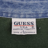 Vintage Guess Jeans Green & Blue Rugby Polo Shirt 1990S Size Large