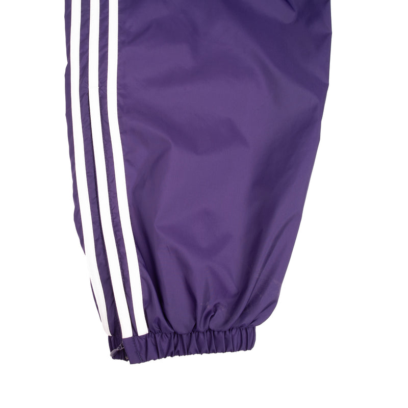 VINTAGE ADIDAS THREE STRIPES PURPLE NYLON TRACK PANTS 1990S SIZE LARGE