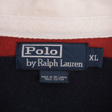 Vintage Ralph Lauren Blue & Red Striped Rugby Polo Shirt 1990S Size Xl