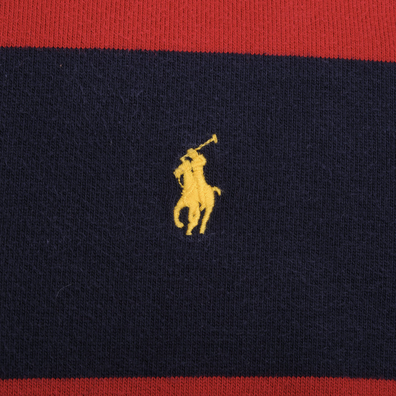 Vintage Ralph Lauren Blue & Red Striped Rugby Polo Shirt 1990S Size Xl