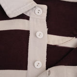 Vintage Ralph Lauren Burgundy & White Striped Rugby Polo Shirt 1990S Size Large