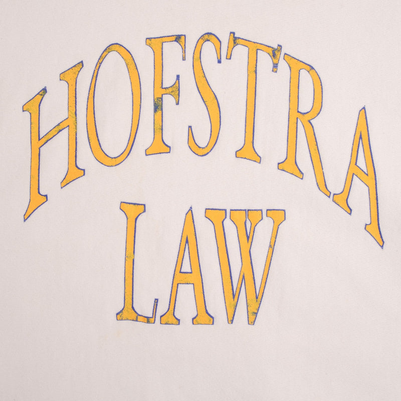 Vintage Champion Reverse Weave Hofstra Law White Sweatshirt 1980S Size XL Made In USA