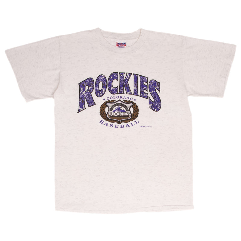 Vintage Mlb Colorado Rockies 1993 Tee Shirt Size Large Made In USA With Single Stitch Sleeves