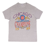 Vintage Mlb Chicago Cubs Eastern Division Champions 1989 Tee Shirt Size Large Made In Usa With Single Stitch Sleeves