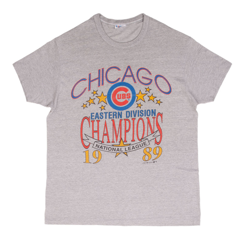 Vintage Mlb Chicago Cubs Eastern Division Champions 1989 Tee Shirt Size Large Made In Usa With Single Stitch Sleeves