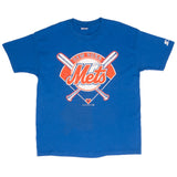 Vintage Blue MLB New York Mets 1989 Tee Shirt Size Large With Single Stitch Sleeves