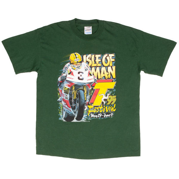 Vintage Moto Gp Isle Of Man Tourist Trophy 1995 Tee Shirt Size Large With Single Stitch Sleeves