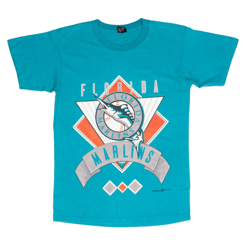 Vintage Mlb Florida Marlins 1993 Tee Shirt Size Medium Made In Usa With Single Stitch Sleeves