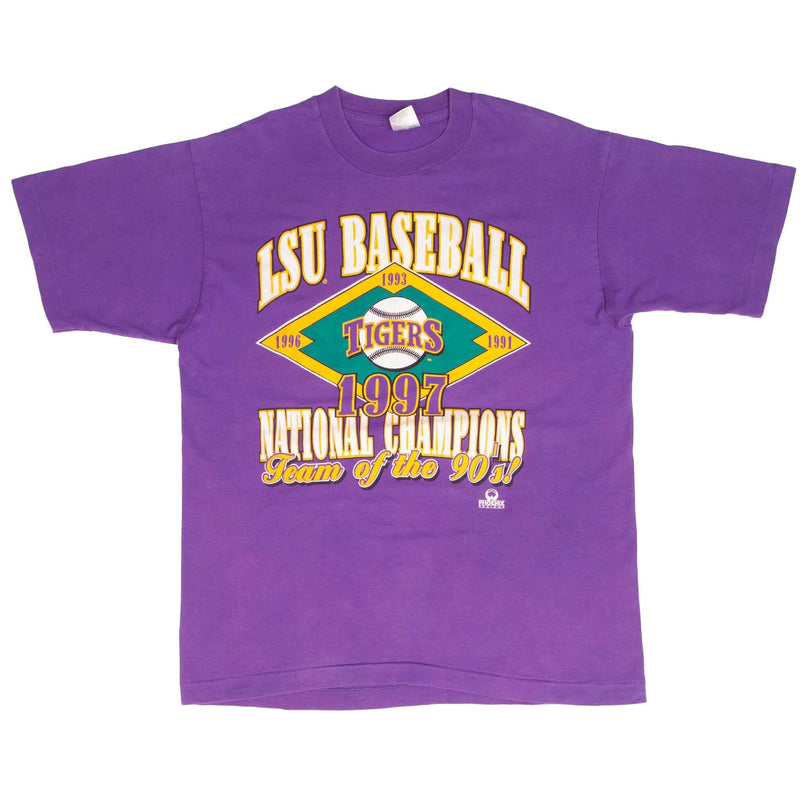 Vintage Ncaa Lsu Louisiana State Tigers Baseball Champions 1997 Tee Shirt Size Medium Made In Usa With Single Stitch Sleeves