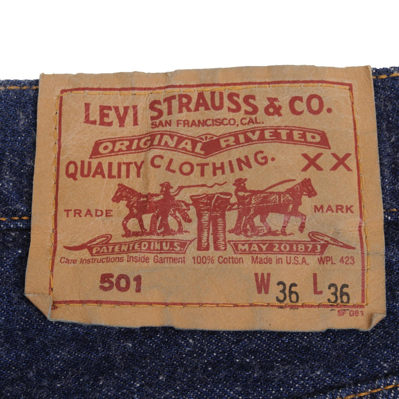 Beautiful Indigo Levis 501 Jeans 1980S Made in USA with Very Dark Wash wash Size on Tag 36X36 Actual Size 35X36 Back Button #515