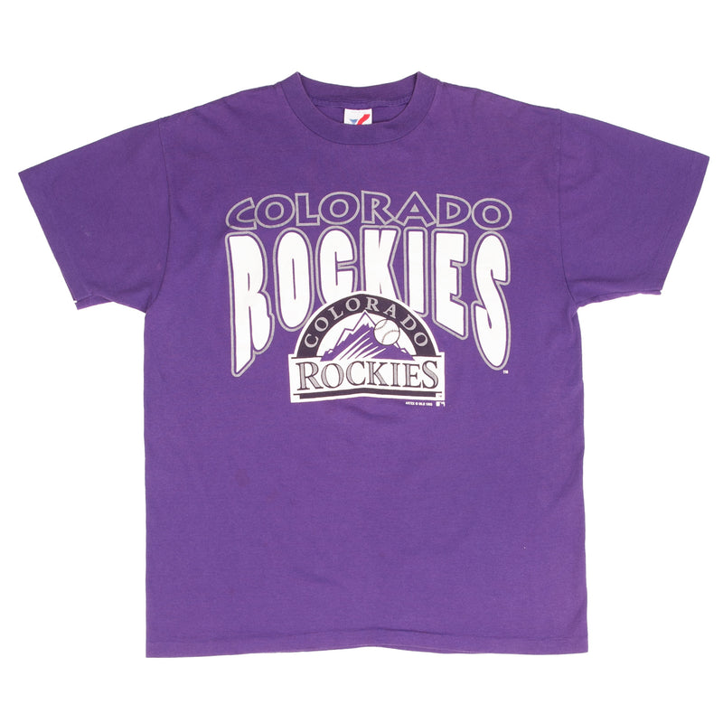 Vintage Mlb Colorado Rockies Tee Shirt 1993 Size Large Made In Usa With Single Stitch Sleeves