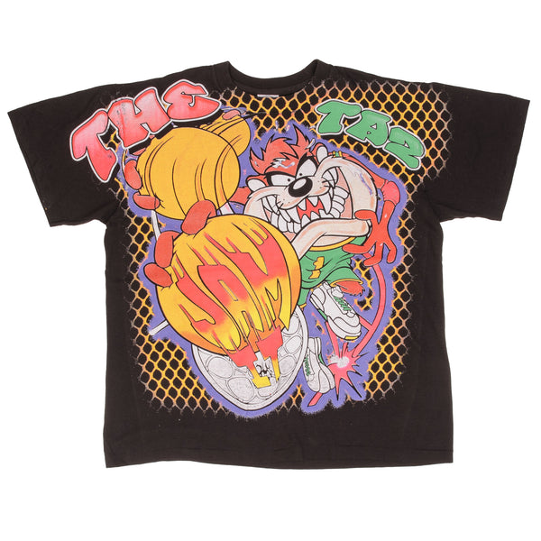 Bootleg All Over Print Looney Tunes Taz Jam It Take It Personal Tee Shirt Size XL Single Stitch