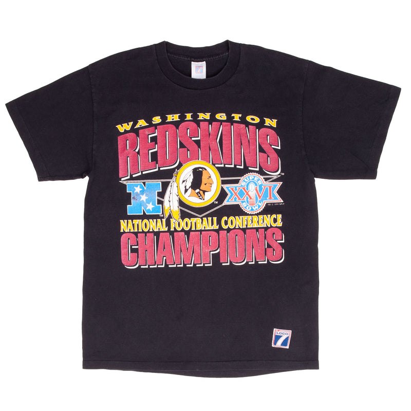 Vintage Nfl Washington Redskins Nfc Champions 1991 Tee Shirt Size Medium Made In Usa With Single Stitch Sleeves