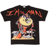 Bootleg All Over Print Looney Tunes Taz Im The Man 1996 Tee Shirt Size XL Single Stitch