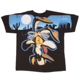 Bootleg All Over Print Looney Tunes Wile E Coyote Tee Shirt Size XL Single Stitch