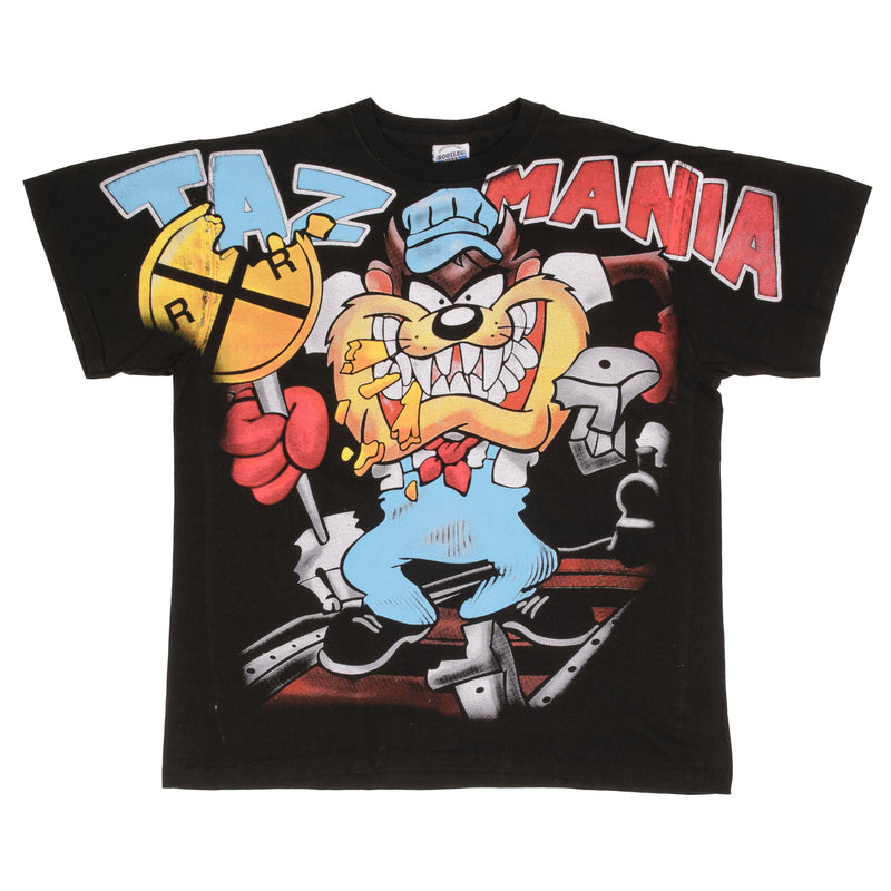 Bootleg All Over Print Looney Tunes Taz Mania Wild Thing Tee Shirt Size XL Single Stitch