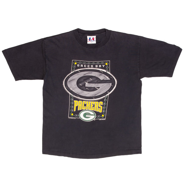 Vintage Nfl Green Bay Packers 1993 Black Tee Shirt Size Large Made In USA With Single Stitch Sleeves