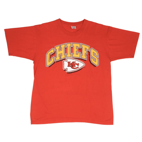 Vintage NFL Kansas City Chiefs 1990 Tee Shirt Size Large Made In USA With Single Stitch Sleeves