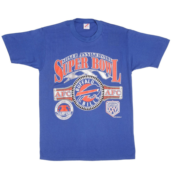 Vintage NFL Buffalo Bills Super Bowl Xxv 1990 Tee Shirt Size Medium Made In USA With Single Stitch Sleeves