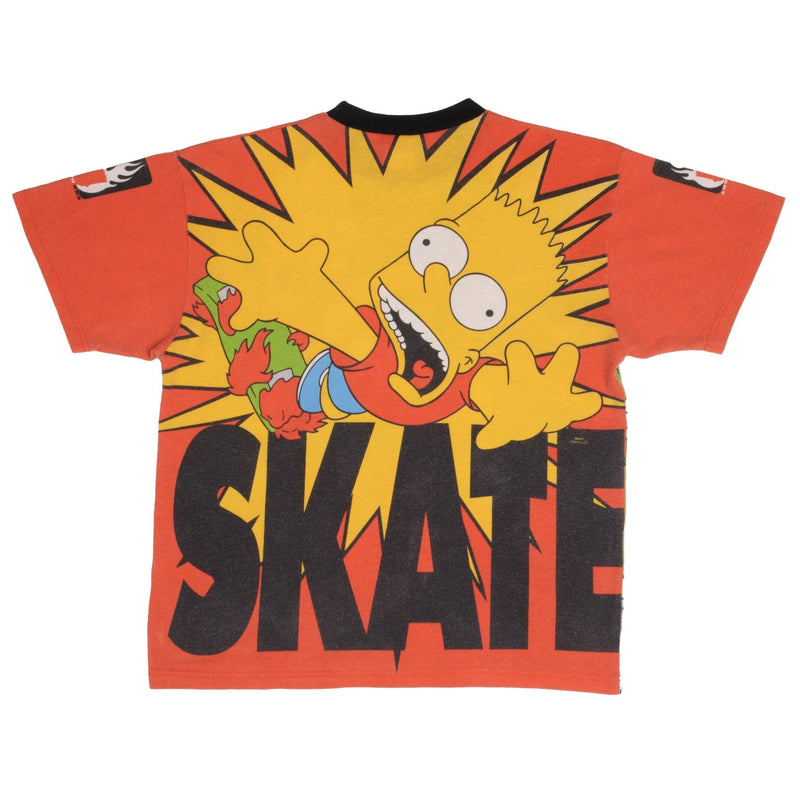 Vintage Bart Simpson Toxic Skate All Over Print Tee Shirt 2000 Size Small