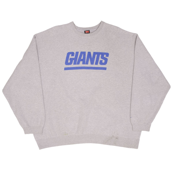 Vintage Nike NFL New York Giants Heavyweight Gray Sweatshirt 1990S Size 4XL