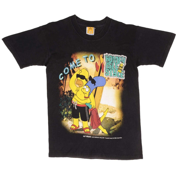 Vintage The Simpsons Homer And Marge Surfing Honey Isle Style Tee Shirt 1999 Size Small