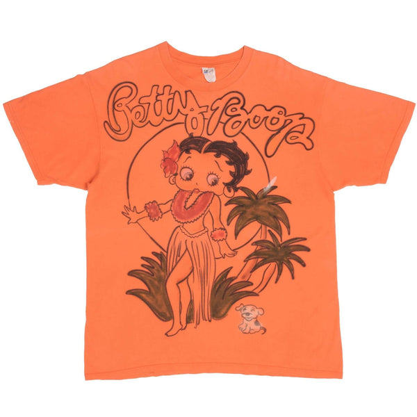 CAMISETA VINTAGE HAWAIANA BETTY BOOP CON ESTAMPADO TOTAL Y AEROGRAFIADO, AÑOS 2000, TALLA XL