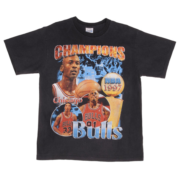 Bootleg Tee Shirt NBA Chicago Bulls Champions 1997 Size XL Single Stitch Dennis Rodman Michael Jordan