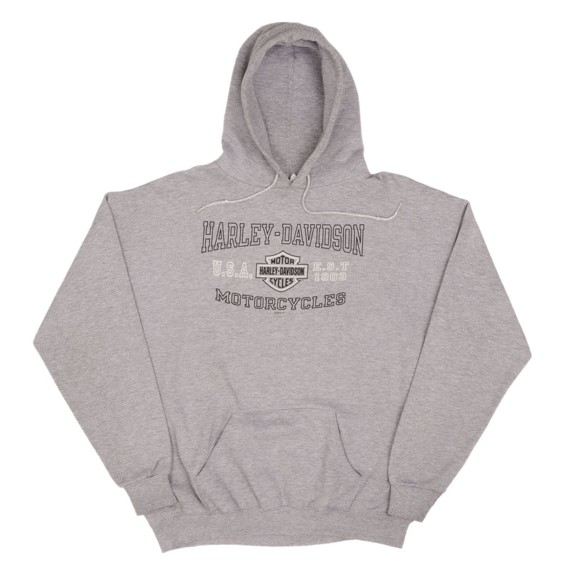 Vintage Harley Davidson Loud & Proud Kinnelon New Jersey Grey Hoodie Sweatshirt 2002 Size XL