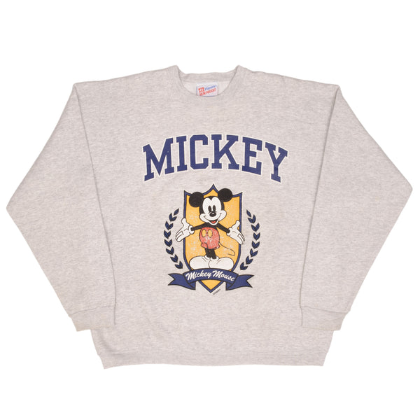 Vintage Disney Mickey Mouse 1990S Grey Sweatshirt Size XL Made In Usa